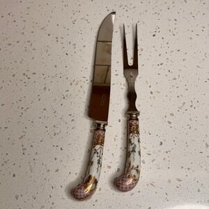 A &‎ E Lewis Carving Knife & Fork Set Florme Stainless Steel Sheffield England